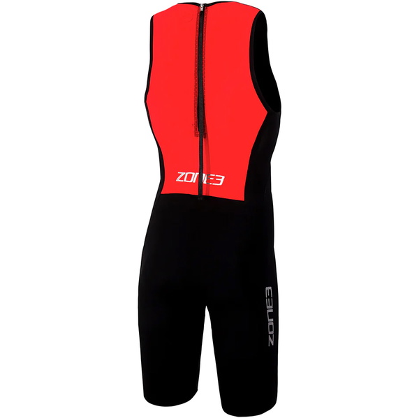 2026 Zone3 Streamline Back Zip Sleeveless Shorty Swimskin SS18MSTL101 - Sort / Rød